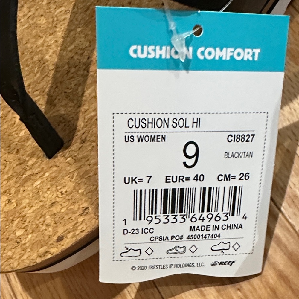 🆕 Reef Black Tan Cushion Sol Hi Sandals - Picture 2 of 5